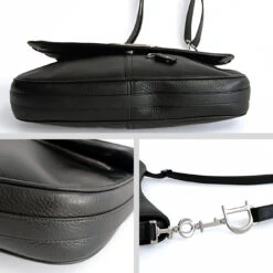 Vintage APT DIOR Saddle Large Shoulder Bag In Black Leather -Best Jewelry Store Dior borsa Saddle a spalla misura grande in pelle nera extra big 6191 475