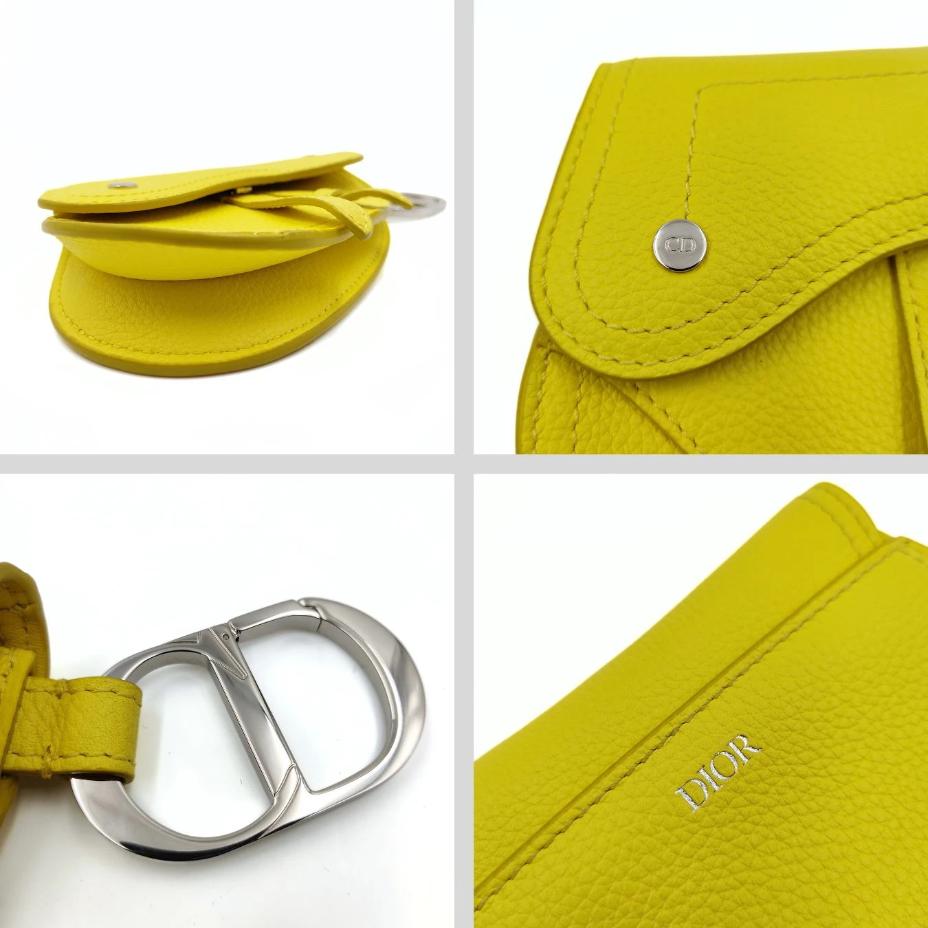 Her Age DIOR Dior Dior Saddle Pouch Key Ring In Fluorescent Yellow Leather 5 Her Age DIOR Dior Dior Saddle Pouch Key Ring In Fluorescent Yellow Leather - Image 3