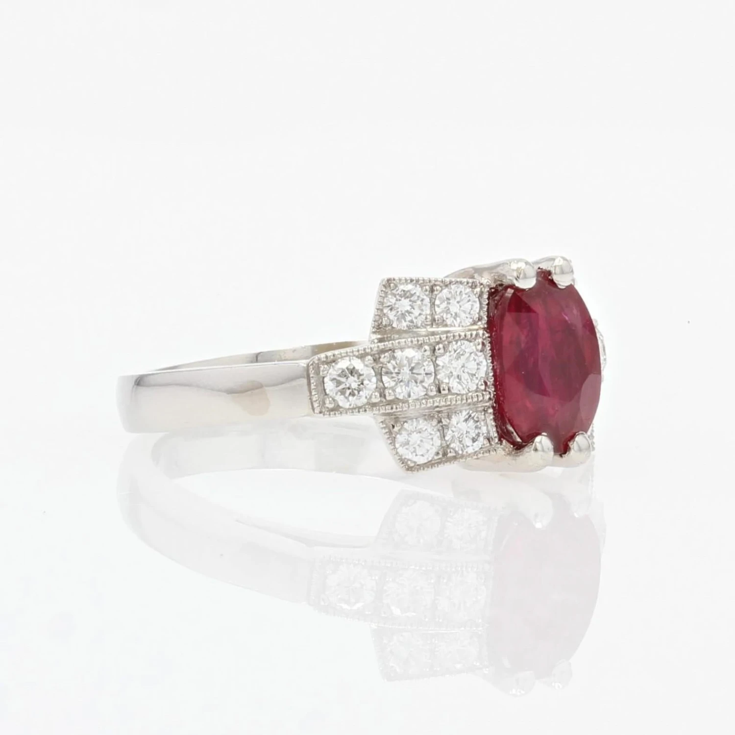Sarl Baume French Modern Art Deco Style Ruby Diamonds Platinum Ring 11 Sarl Baume French Modern Art Deco Style Ruby Diamonds Platinum Ring - Image 9