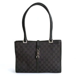 Her Age GUCCI Gucci Gucci Vintage Jackie Shoulder Bag In Black Canvas And Leather