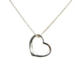 Upteam Tiffany Sterling Silver Open Heart Pendant Necklace
