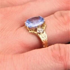 Sarl Baume 19th Century Natural Sapphire Diamonds 18 Karat Yellow Gold Ring -Best Jewelry Store IMG 0023 master