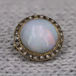 Sarl Baume 1930s Opal Diamonds Enamel 18 Karat Yellow Gold Round Brooch -Best Jewelry Store IMG 0610 master