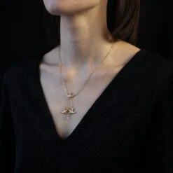 Sarl Baume French 20th Century Fine Pearl 18 Karat Yellow Gold Swallows Necklace -Best Jewelry Store IMG 1303 master