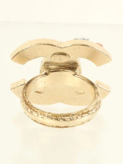 QOO Vintage CHANEL 2013 Made Tweed Cc Mark Ring Gold/Red -Best Jewelry Store IMG 1530