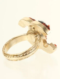 QOO Vintage CHANEL 2013 Made Tweed Cc Mark Ring Gold/Red -Best Jewelry Store IMG 1532