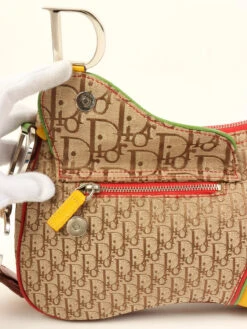 QOO Vintage DIOR Rasta Trotter Double Saddle Shoulder Bag Brown/Multi -Best Jewelry Store IMG 2424