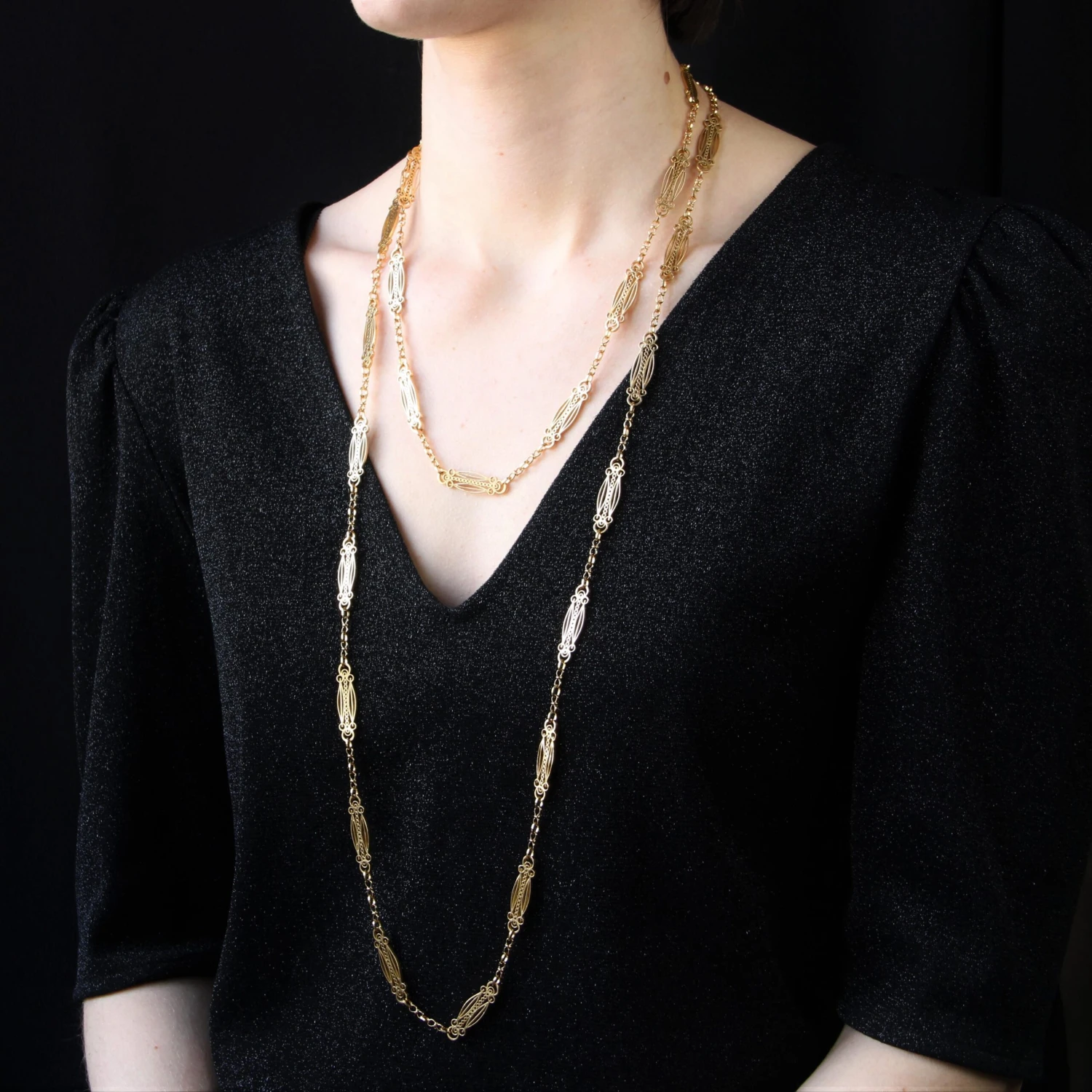 Sarl Baume French Art Nouveau 18 Karat Yellow Gold Art Nouveau Long Necklace 11 Sarl Baume French Art Nouveau 18 Karat Yellow Gold Art Nouveau Long Necklace - Image 9