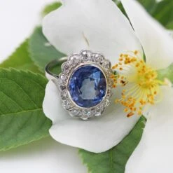 Sarl Baume 1930s Art Deco 5.80 Carat Sapphire Diamonds Platinum 18 Karat White Gold Ring -Best Jewelry Store IMG 3758 master