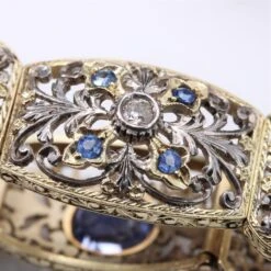 Sarl Baume 1930s Natural Ceylon Sapphires And Diamonds 18 Karat Yellow Gold Bracelet -Best Jewelry Store IMG 4156 master