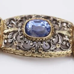 Sarl Baume 1930s Natural Ceylon Sapphires And Diamonds 18 Karat Yellow Gold Bracelet -Best Jewelry Store IMG 4165 master f622f3b7 6423 4a7a 9dea acf008fb75cb