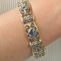 Sarl Baume 1930s Natural Ceylon Sapphires And Diamonds 18 Karat Yellow Gold Bracelet -Best Jewelry Store IMG 4204 master