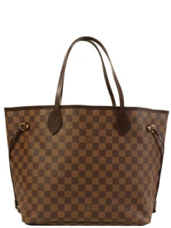 QOO Vintage LOUIS VUITTON 2008 Made Canvas Damier Neverfull Mm Brown