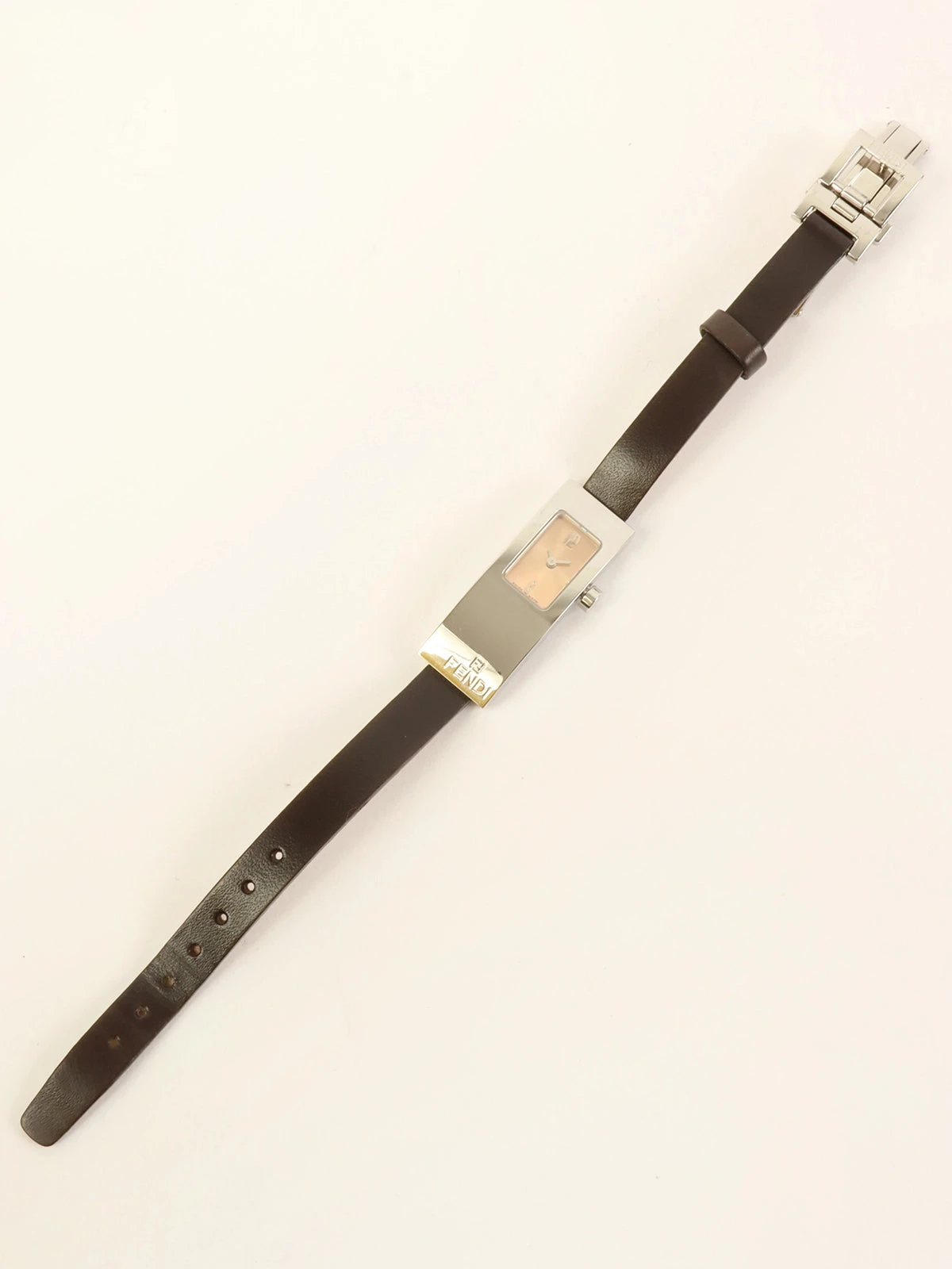 QOO Vintage FENDI Square Logo Face Watch Silver/Dark Brown 6 QOO Vintage FENDI Square Logo Face Watch Silver/Dark Brown - Image 4