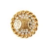 QOO Vintage CELINE Macadam Motif Rhinestone Round Pin Badge