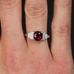 Sarl Baume New Art Deco Style Natural Vivid Red Spinel Diamonds 18 Karat White Gold Ring 24 Sarl Baume New Art Deco Style Natural Vivid Red Spinel Diamonds 18 Karat White Gold Ring -Best Jewelry Store IMG 5245 master