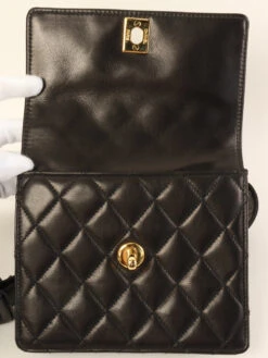 QOO Vintage CHANEL Around 1990 Made Turn-Lock Waist Bag Black -Best Jewelry Store IMG 5329