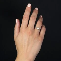 Sarl Baume French 1950s Diamond Cultured Pearl 18 Karat White Gold Ring 18 Sarl Baume French 1950s Diamond Cultured Pearl 18 Karat White Gold Ring -Best Jewelry Store IMG 5465 master