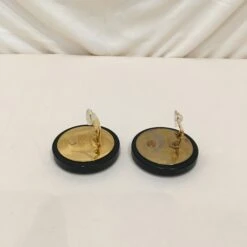 Luxcellent Chanel Black Gold CC Round Clip On Earrings Sku# 72553 -Best Jewelry Store IMG 5635 1