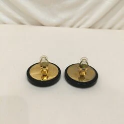 Luxcellent Chanel Black Gold CC Round Clip On Earrings Sku# 72553 -Best Jewelry Store IMG 5636 435586d1 f71c 4c7b a91f df7180d5c8f1
