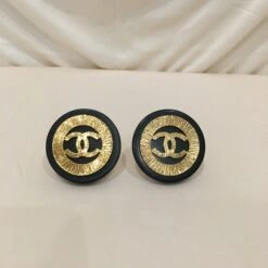 Luxcellent Chanel Black Gold CC Round Clip On Earrings Sku# 72553 -Best Jewelry Store IMG 5637 c63bbfdb 3c7c 4a5d 8d7b e5992d3f2bd8