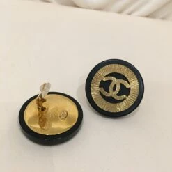 Luxcellent Chanel Black Gold CC Round Clip On Earrings Sku# 72553 -Best Jewelry Store IMG 5638 a9800e97 060e 4886 92dd 7b43f8085faf