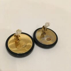 Luxcellent Chanel Black Gold CC Round Clip On Earrings Sku# 72553 -Best Jewelry Store IMG 5639 aefd6645 f368 44e4 8115 7fea877fc065