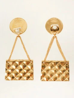 QOO Vintage CHANEL 1991 Made Matelasse Stitch Bag Motif Swing Earrings -Best Jewelry Store IMG 6843