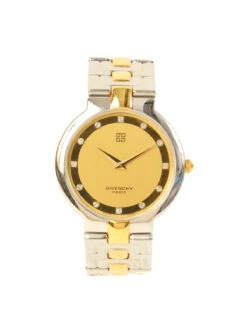 QOO Vintage GIVENCHY Rhinestone Round Face Watch Silver/Gold