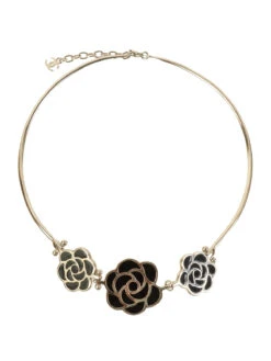 QOO Vintage CHANEL 1998 Made Camellia Choker Silver/Black
