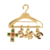 QOO Vintage CHANEL 2002 Made Gripoix Hanger Multi Motif Brooch Gold/Green/Pink