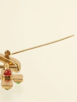 QOO Vintage CHANEL 2002 Made Gripoix Hanger Multi Motif Brooch Gold/Green/Pink -Best Jewelry Store IMG 8270
