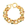 QOO Vintage CHANEL Gripoix Chain Bracelet Gold/Green/Red
