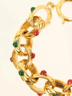 QOO Vintage CHANEL Gripoix Chain Bracelet Gold/Green/Red -Best Jewelry Store IMG 8298
