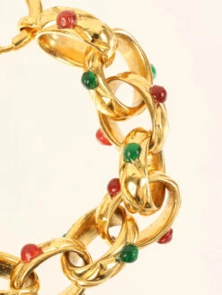 QOO Vintage CHANEL Gripoix Chain Bracelet Gold/Green/Red -Best Jewelry Store IMG 8299