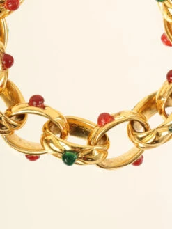 QOO Vintage CHANEL Gripoix Chain Bracelet Gold/Green/Red -Best Jewelry Store IMG 8301
