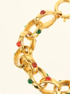 QOO Vintage CHANEL Gripoix Chain Bracelet Gold/Green/Red -Best Jewelry Store IMG 8303