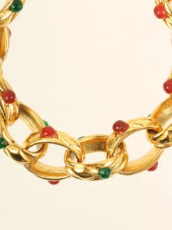 QOO Vintage CHANEL Gripoix Chain Bracelet Gold/Green/Red -Best Jewelry Store IMG 8306
