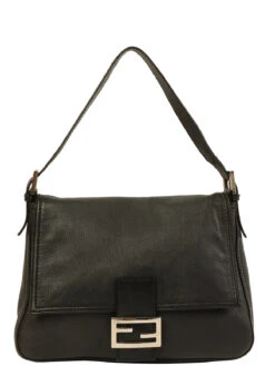 QOO Vintage FENDI Leather Mamma Baguette Black