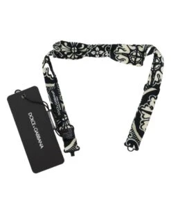 Style Tribute Dolce & Gabbana Men's Black White Sicily Print Adjustable Papillon Bow Tie