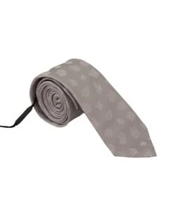 Style Tribute Dolce & Gabbana Men's Gray Crown Fantasy Print Silk Adjustable Neck Tie