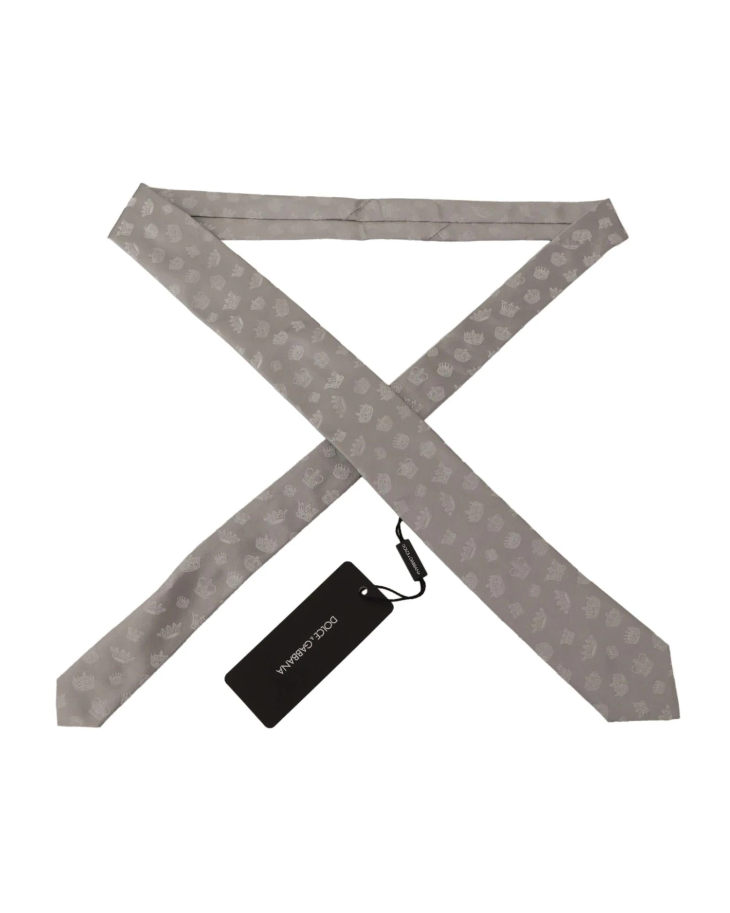 Style Tribute Dolce & Gabbana Men's Gray Crown Fantasy Print Silk Adjustable Neck Tie 4 Style Tribute Dolce & Gabbana Men's Gray Crown Fantasy Print Silk Adjustable Neck Tie - Image 2