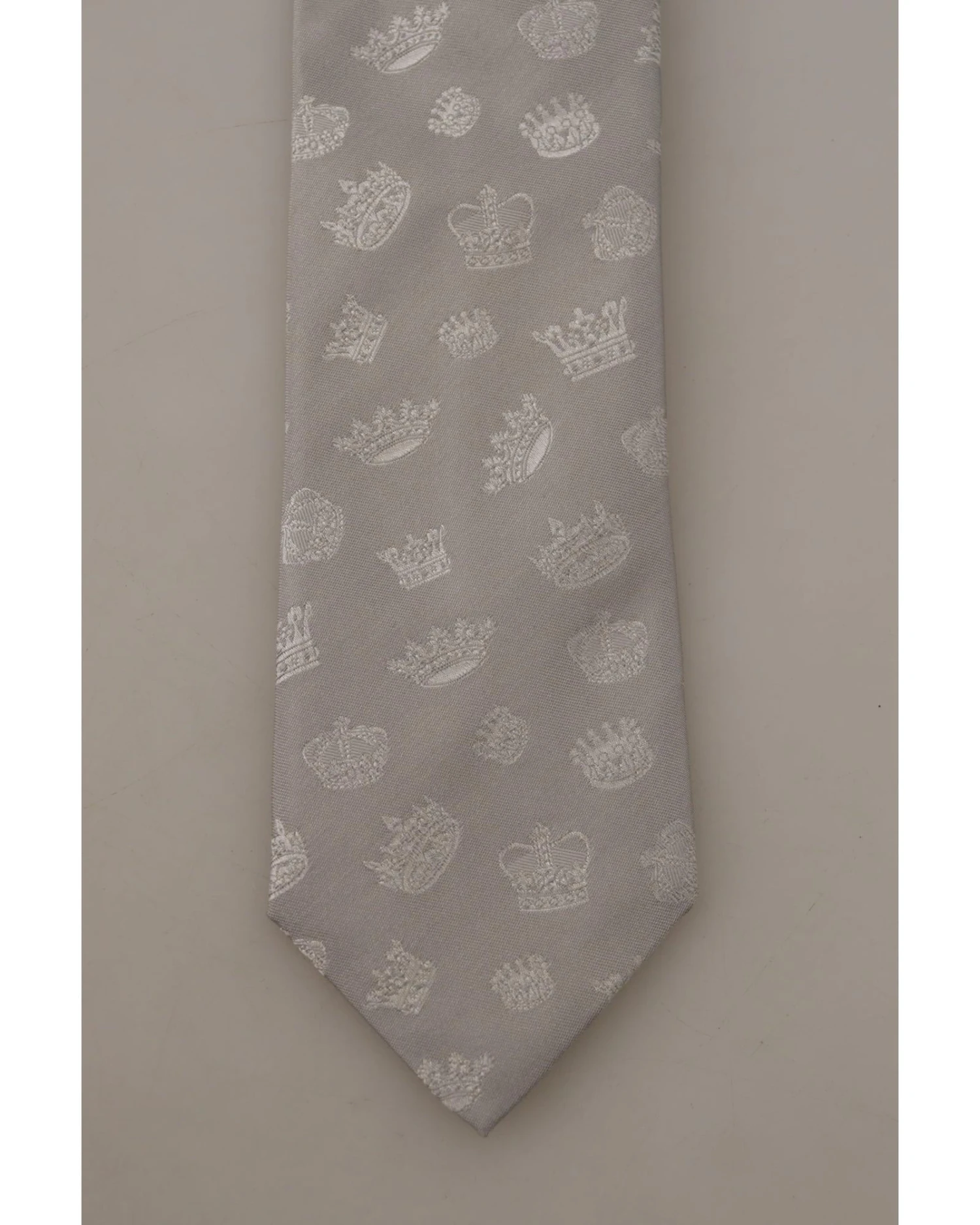 Style Tribute Dolce & Gabbana Men's Gray Crown Fantasy Print Silk Adjustable Neck Tie 5 Style Tribute Dolce & Gabbana Men's Gray Crown Fantasy Print Silk Adjustable Neck Tie - Image 3
