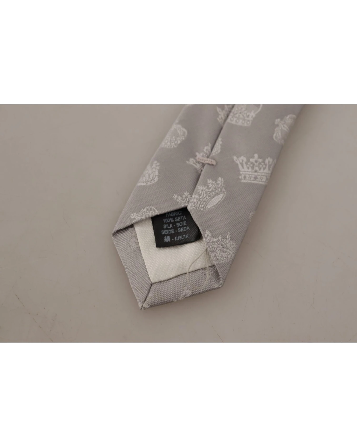 Style Tribute Dolce & Gabbana Men's Gray Crown Fantasy Print Silk Adjustable Neck Tie 6 Style Tribute Dolce & Gabbana Men's Gray Crown Fantasy Print Silk Adjustable Neck Tie - Image 4
