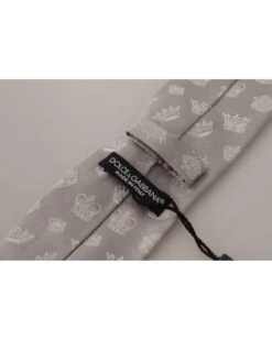 Style Tribute Dolce & Gabbana Men's Gray Crown Fantasy Print Silk Adjustable Neck Tie 12 Style Tribute Dolce & Gabbana Men's Gray Crown Fantasy Print Silk Adjustable Neck Tie -Best Jewelry Store KRA3169 5 P