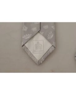 Style Tribute Dolce & Gabbana Men's Gray Crown Fantasy Print Silk Adjustable Neck Tie 13 Style Tribute Dolce & Gabbana Men's Gray Crown Fantasy Print Silk Adjustable Neck Tie -Best Jewelry Store KRA3169 6 P