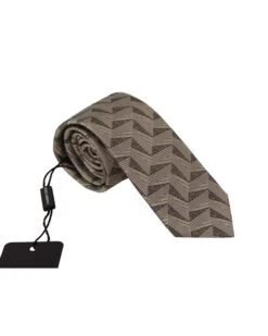 Style Tribute Dolce & Gabbana Men's Beige Fantasy Pattern Adjustable Necktie Accessory Tie