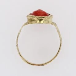Sarl Baume 20th Century 18 Karat Yellow Gold Cameo Coral Ring -Best Jewelry Store LOTDE16 09 master