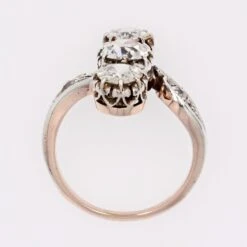 Sarl Baume 19th Century 3 Diamonds 18 Karat Rose Gold Silver Ring -Best Jewelry Store LOT 07 1 master