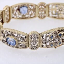 Sarl Baume 1930s Natural Ceylon Sapphires And Diamonds 18 Karat Yellow Gold Bracelet -Best Jewelry Store LOT 23 10 master